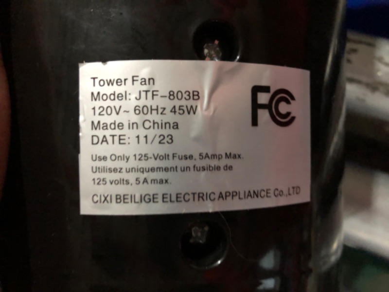 Photo 3 of ***USED - POWERS ON - MISSING HARDWARE FOR BASE AND REMOTE***
Uthfy Tower Fan for Bedroom,Fans That Blow Cold Air,80° Oscillating Fan with Remote,7.5H Timer,3 Speeds,Standing Fan Bladeless Fan Cooling Fan for Room Office 32 Inch