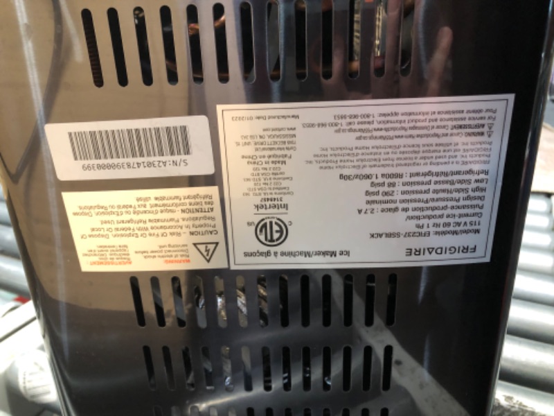 Photo 4 of (READ FULL POST) Frigidaire EFIC237 Countertop Crunchy Chewable Nugget Ice Maker, 44lbs per day, Auto Self Cleaning, Black Stainless