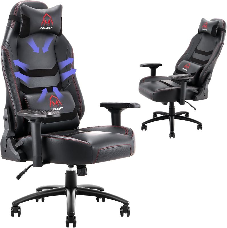 Photo 1 of **NOT EXACT SAME AS STOCK PHOTO // MISSING PARTS** COLAMY Big and Tall Gaming Chair 400lbs-Computer Gamer Chair, Ergonomic Executive Office Chair, High Back PC Chair with Wide Seat for Adult Black