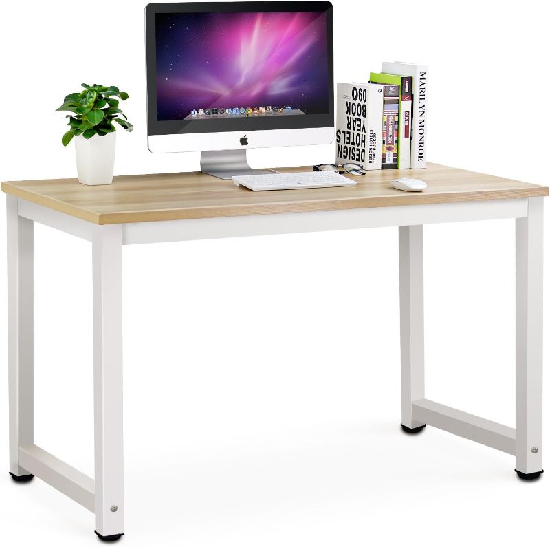 Photo 1 of 
Tribesigns Computer Desk, 47 inch Modern Simple Office Desk Computer Table Study Writing Desk for Home Office, Light Walnut
Size:47*23.6 inch
Color:Walnut+white