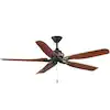 Photo 1 of 
Hampton Bay Danetree 60 in. Indoor/Outdoor Natural Iron Ceiling Fan with Hand Carved Wood Blades and Pull Chain Included