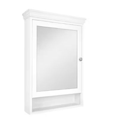 Photo 1 of 23-1/2 in. W x 32-1/2 in. H Framed Surface-Mount Bathroom Medicine Cabinet with Mirror, White
