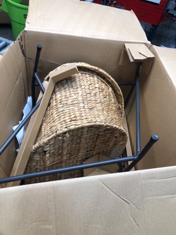 Photo 2 of 24 in. Natural Woven Hyacinth Counter Stool with Low Back
