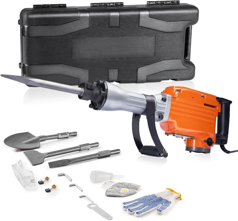 Photo 1 of 
VEVOR Demolition Jack Hammer, MAX 2200W Electric Jackhammer Heavy Duty, 1350 BPM Concrete Breaker 4pcs Chisels Bit Chipping W/Case, Gloves
Style:2200W + 4 Chisel Bit Set + Orange