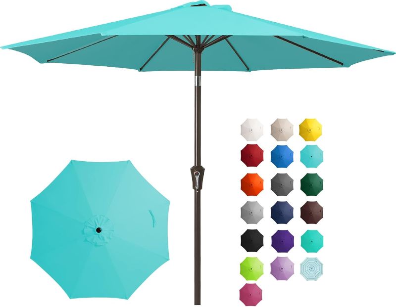 Photo 1 of 
JEAREY 9FT Outdoor Patio Umbrella Outdoor Table Umbrella with Push Button Tilt and Crank, Market Umbrella 8 Sturdy Ribs UV Protection Waterproof for Garden,...
Size:9FT
Color:Peacock Blue