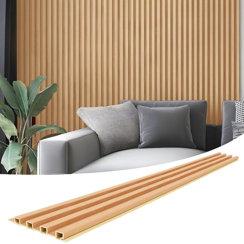 Photo 1 of 
Art3d 8-Pack 96 x 6in. WPC Acoustic Slat Wall Panel for Modern Interior Decor, TV Background, Living Room, Grey Oak
Size:96*6
Color:Oak
Number of Items:8