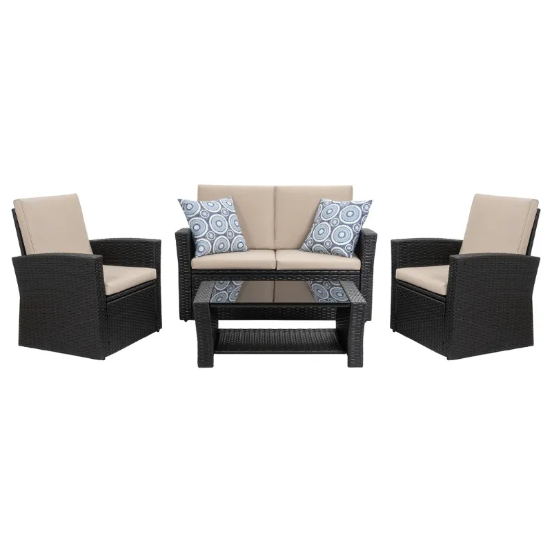 Photo 1 of ***PARTIAL SET - BOX 1 OF 2 ONLY - CANNOT BE FULLY ASSEMBLED - SEE PICTURES***
Walsunny Patio Furniture 4 Pieces Outdoor Wicker Loveseat Set