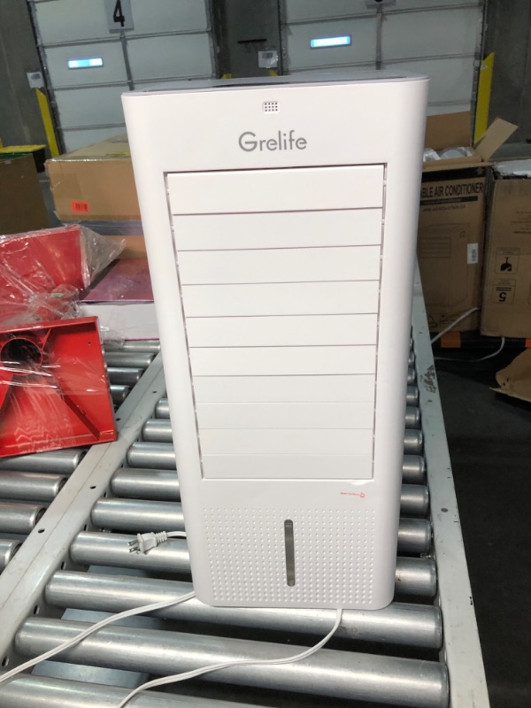 Photo 4 of ***USED - MISSING ICE PACKS, WHEELS, AND REMOTE - POWERS ON - UNABLE TO TEST FURTHER - SEE PICTURES***
3-IN-1 Portable Evaporative Air Cooler,Grelife Air Cooler Cooling Fan with 4 Ice Packs,12H Timer,1.58Gal Water Tank,Remote Control,3 Modes,3 Speeds, Per