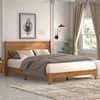 Photo 2 of Abby Retro Amber Walnut Wood Frame Queen Platform Bed With Headboard
