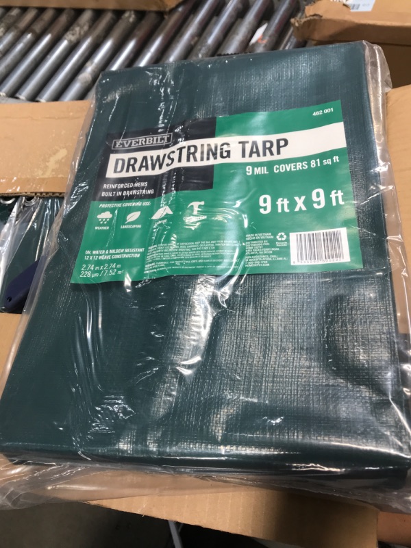 Photo 2 of 9 ft. x 9 ft. Green Heavy Duty Drawstring Tarp
