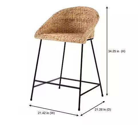 Photo 1 of ***USED - DAMAGED - FRAYED - MISSING HARDWARE - SEE PICTURES***
StyleWell 24 in. Natural Woven Hyacinth Counter Stool with Low Back