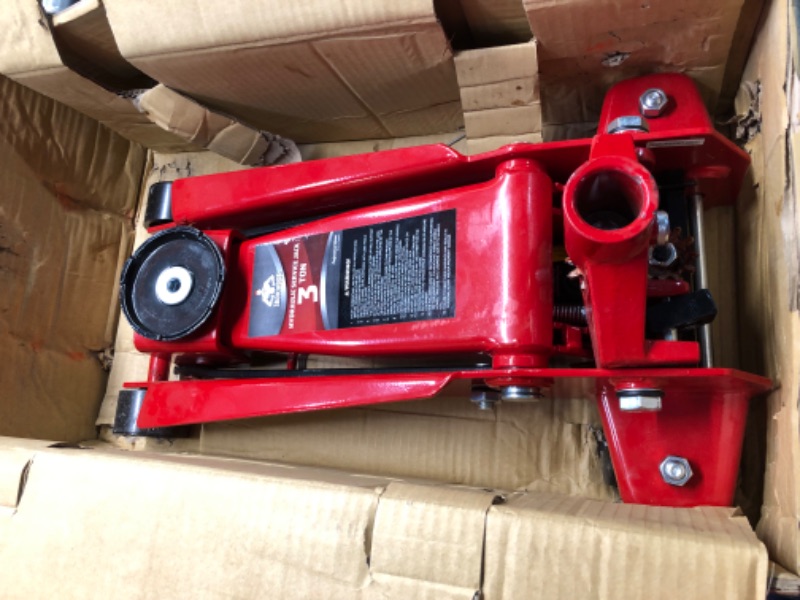 Photo 5 of ***USED - SCRATCHED - LIKELY MISSING PARTS - UNABLE TO VERIFY FUNCTIONALITY***
Jack Boss Floor Jack 3 Ton Capacity Fast Lift Service Jack Steel Heavy Duty Hydraulic Car Jack 3 Ton RED