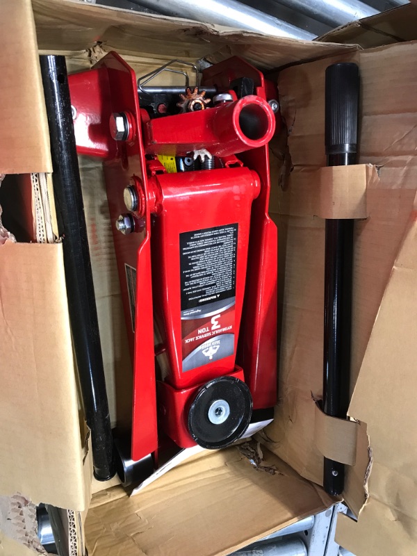 Photo 2 of ***USED - SCRATCHED - LIKELY MISSING PARTS - UNABLE TO VERIFY FUNCTIONALITY***
Jack Boss Floor Jack 3 Ton Capacity Fast Lift Service Jack Steel Heavy Duty Hydraulic Car Jack 3 Ton RED