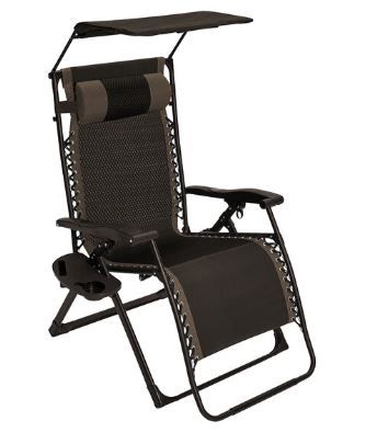 Photo 1 of ***DAMAGED - SUNSHADE TORN - SEE PICTURES***
Yoli Zero Gravity XL Shade Chair With Collapsible Shade, Brown/Black, Metal Frame