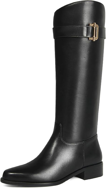 Photo 1 of black knee high  riding boots with gold buckle on side 6.5 -------SIMILAR TO PHOTO