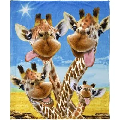 Photo 1 of 50x60" Selfie Giraffe Fleece Throw Blanket