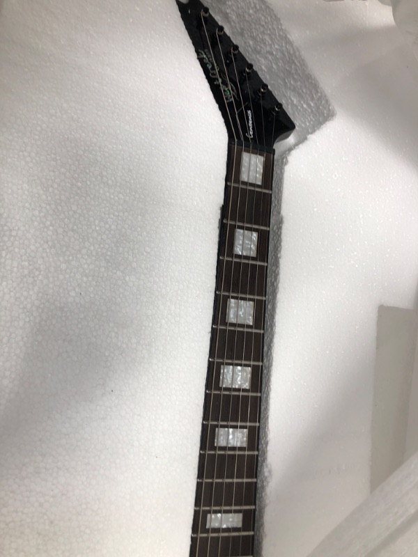 Photo 3 of ***DAMAGED - SEE PICTURES - UNABLE TO VERIFY FUNCTIONALITY***
WestCreek CERBERUS Solid Body Electric Guitar, V Heavy Metal Guitar, Right Handed, Rounded End Frets, Bone Nut, Rosewood Fretboard, Mahogany Body Silver