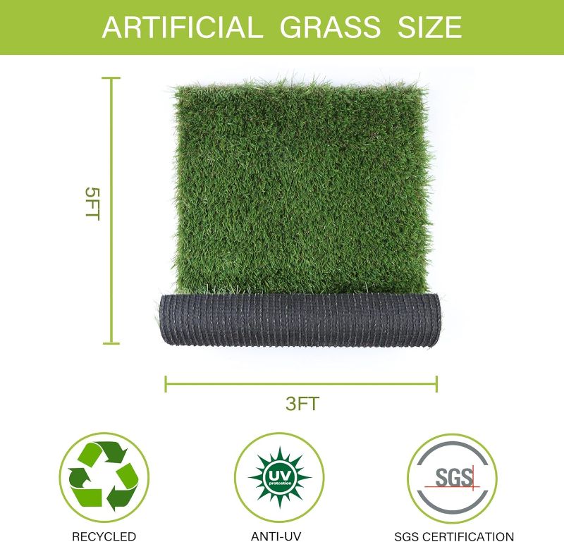 Photo 4 of (READ FULL POST) Dogs  For Potty Training, Artificial Grass for Dogs Puppy Fake Grass Pads 3×5ft Large Dogs Supplies Pets Litter Rugs for Puppy Training Green 3x5 FT