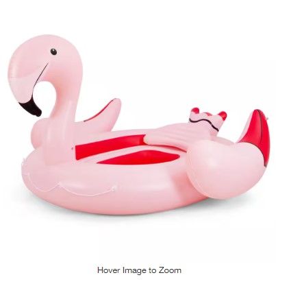 Photo 1 of 4-6 Persons Inflatable Lake Float Flamingo Floating Island w/Inner Loop and Floating Mat Blow-Up Party Floatie
