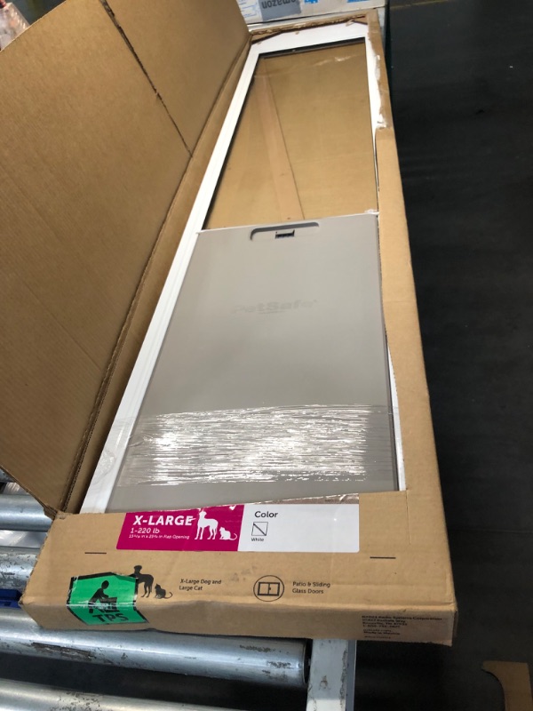 Photo 3 of ***USED - LIKELY MISSING PARTS - UNABLE TO VERIFY FUNCTIONALITY***
PetSafe 1-Piece Sliding Glass Pet Door for Dogs & Cats - Adjustable Height 75 7/8" to 80 11/16" X-Large, White, No-Cut Install, Aluminum Patio Panel Insert, Great for Renters or Seasonal I