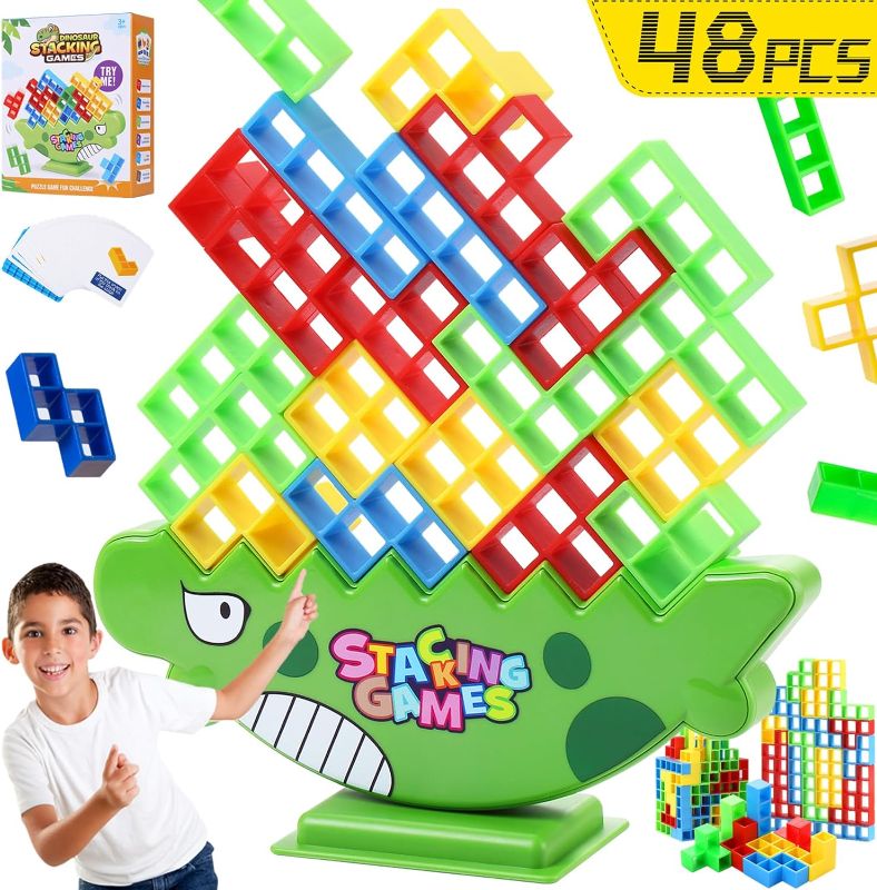 Photo 1 of 48 Pcs Tetra Tower Game, Board Games for 2+ Players, Stacking Toys for Kids ,Block Balancing Game Toys for Kids ,Adults, Friends ,Classrooms ,Families and Travel Parties
