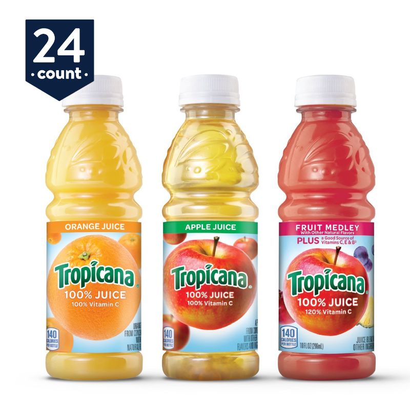 Photo 1 of (24 Bottles) Tropicana 3 Flavor Classic Variety Pack 10 Fl Oz
