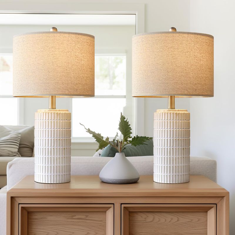 Photo 1 of 
PoKat 23" Modern Ceramic Table Lamp Set of 2 for Living Room White Desk Lamps for Bedroom Farmhouse Bedside Nightstand Bedside Lamp End Table Lamps Beige
Color:Beige and White - 23'' Ceramic Lamp