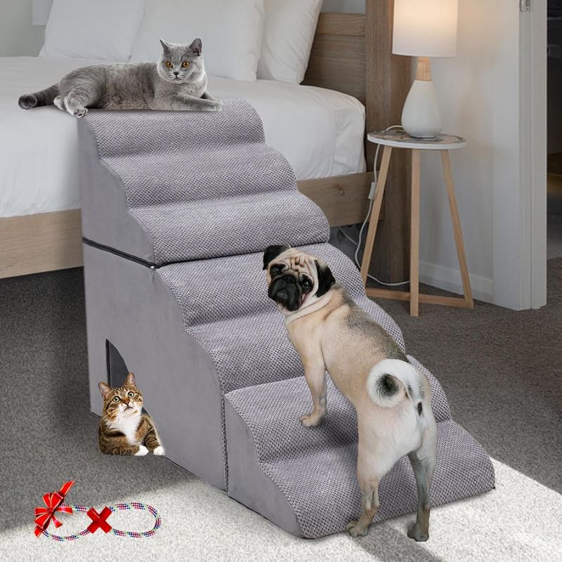 Photo 1 of 
7 Steps 34 Inches Dog Stairs, Dog Stairs for High Bed 30-36 Inches High, LitaiL Dog Steps for Small Dogs/Cats, Older Injured Pets with Joint Pain, Non-Slip...