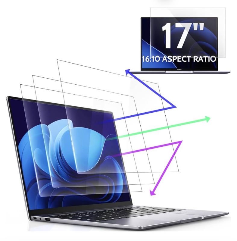 Photo 1 of 3 Pcs 17" Anti Blue Light Screen Protector Compatible With Lenovo Hp Dell Acer Asus Samsung etc Laptop-16:10 Aspect, 17 Inch Computer Monitor Glare Filter Uv Blocker Shield Cover Eye Protection Film