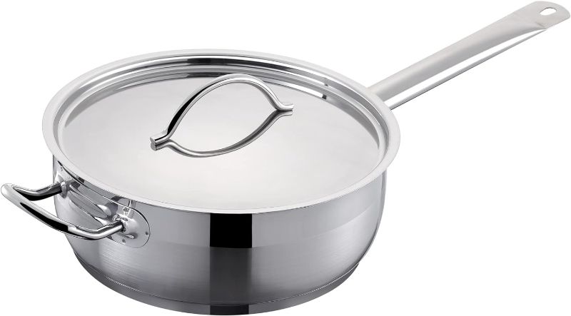 Photo 1 of 
11 inch Saucepan with Lid, 6.5qt Saute Pans Skillet with Heat-resisted Handle, Professional Home Chef Grade Clad Cooking Pot for Gas, Induction
cooktops
Stainless Steel · With Lid