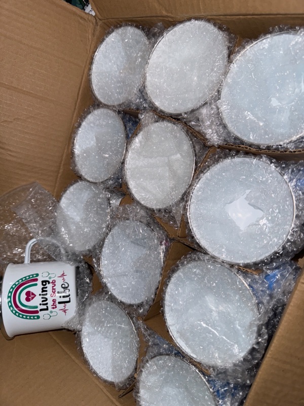 Photo 1 of *NOT CHRISTMAS THEME IMAGE JUST FOR REFERENCE** Shellwei 12 Pcs Mugs Coffee Mug Set Camping Coffee Mug Bulk 12 oz Metal Enamel Coffee Cups Travel Mugs Home Diner Birthday Wedding
