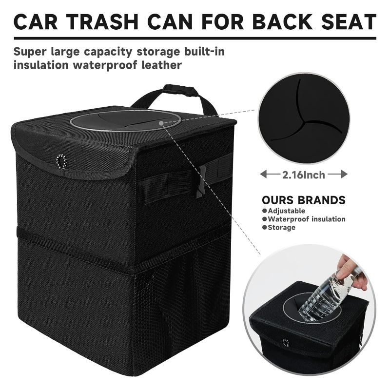 Photo 1 of *STOCK PHOTO JUST FOR REFERENCE* car Trash bin, car Trash can Back seat, Vehicle Garbage for Big car Trash can,car Accessories,(3.17 Gallons) Car Garbage Bin Portable Trash can for car Black
