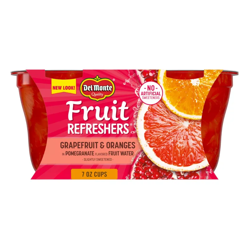 Photo 1 of **Exp 7/26/24**
Del Monte Refreshers Grapefruit & Oranges in Pomegranate Fruit Water Cups, 7 Oz, Pack of 12
