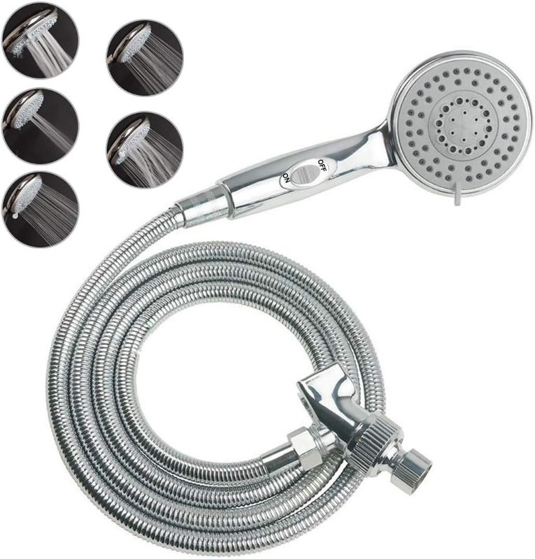 Photo 1 of ***PARTS ONLY******NON REFUNDABLE***
HauSun Handheld Shower Head with On/Off Switch - 5 Spray Settings 6.5 Feet Extra Long Hose High Pressure with Bathroom Faucet Kit - Universal Adapter Holder Mount for Wall,Chrome Finish
