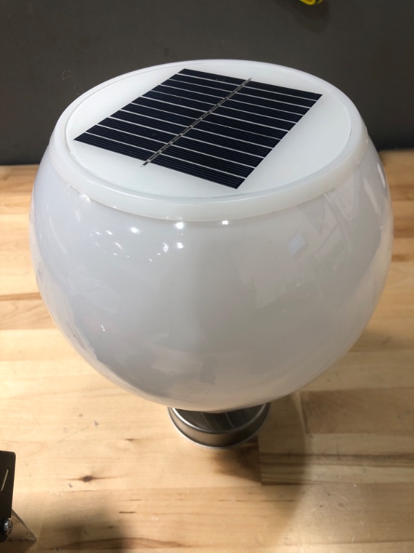 Photo 1 of * MISSING HARDWARE* Led Solar LED Ball Column Head Light White Acrylic Wall Lamp Outdoor Waterproof Courtyard Doorpost Lighting Waterproof Garden Light Villa Garden Lights Outdoor Porch Lights Wall Gatepost Lamp