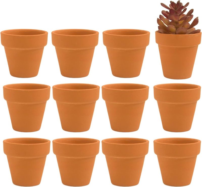 Photo 1 of 12 PCS Small Mini Clay Pots with Drainage Holes for Plants,2.5inch Terra Cotta Pot Clay Ceramic Pottery Planter,Succulent Nursery Pot/Cactus Plant Pot,for Indoor/Outdoor Plants,Crafts
