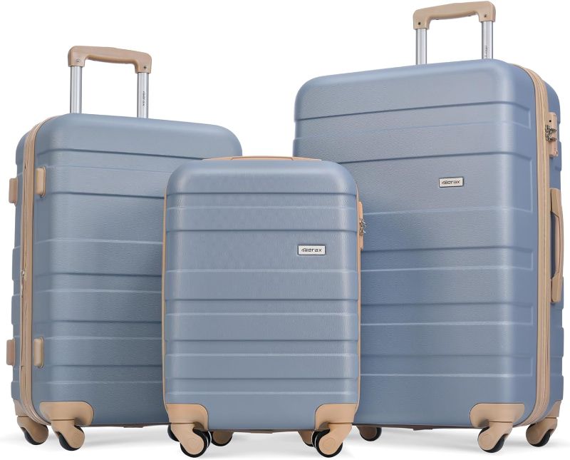 Photo 1 of ***USED - DEFAULT CODE IS 0-0-0***
Merax 3 Piece Expandable ABS Hardshell Luggage Sets Spinner Wheel Suitcase TSA Lock Suit Case, New Light Blue, 20/24/28 Inch