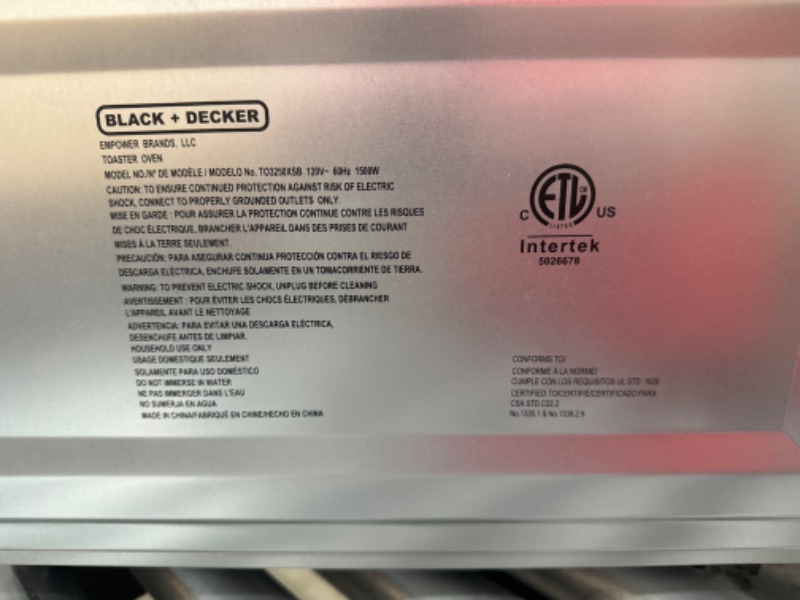 Photo 7 of **SEE NOTES** BLACK+DECKER 8-Slice Extra Wide Convection Toaster Oven, TO3250XSB, Fits 9"x13" Oven Pans and 12" Pizza, Stainless Steel/Black