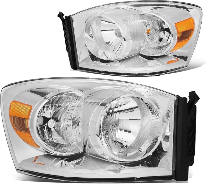 Photo 1 of **It's only one** Auto Dynasty Factory Style Headlights Assembly Head Lamps Compatible with Dodge Ram 1500 2500 3500 06-09, Driver and Passenger Side, Chrome Housing Amber Corner 1pc 