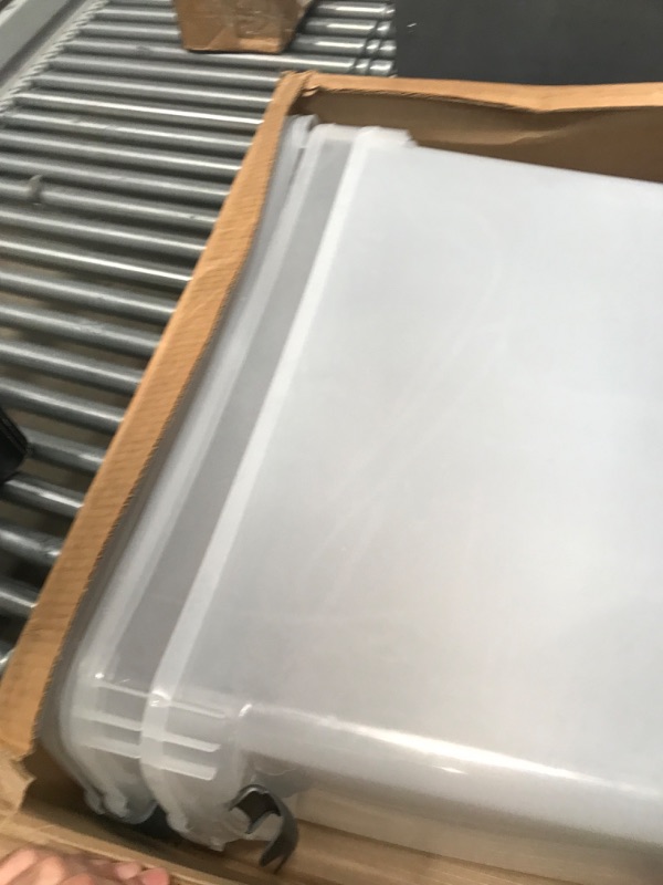 Photo 1 of **ONLY 1** HOMZ 112 Quart Extra Large Rectangular Clear Plastic Storage Container Bins with Secure Latching Lid, Grey Latch, (2-Pack) Gray 112 QT (2 Pack)
