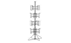 Photo 1 of 4-Tier Chrome Rotating Standing Literature Rack - 64'H x 16"D - 16 Pockets Total
