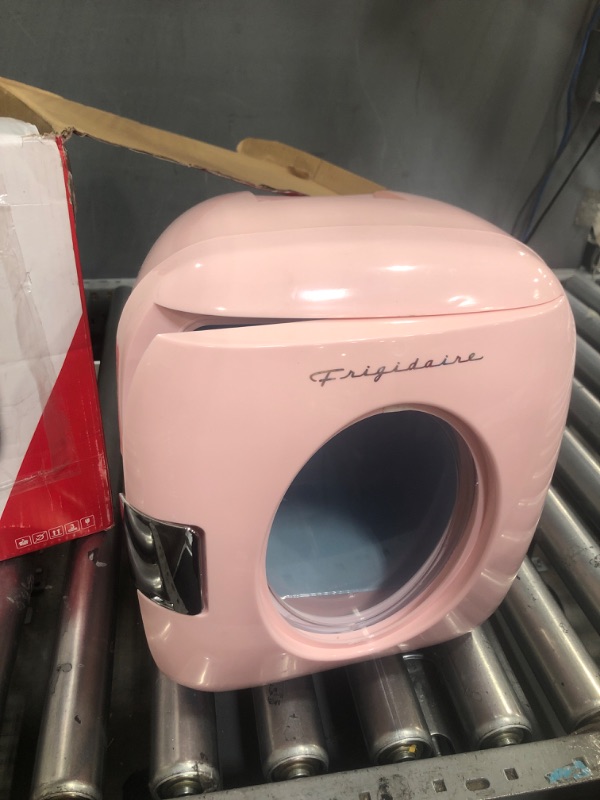 Photo 2 of (READ FULL POST) Frigidaire EFMIS462 Retro 12-Can Mini Personal Fridge Portable Cooler for Car, Office, Bedroom, Dorm Room, or Cabin, 11.22"D x 12.6"W x 12.6"H, Pink Pink Cooler