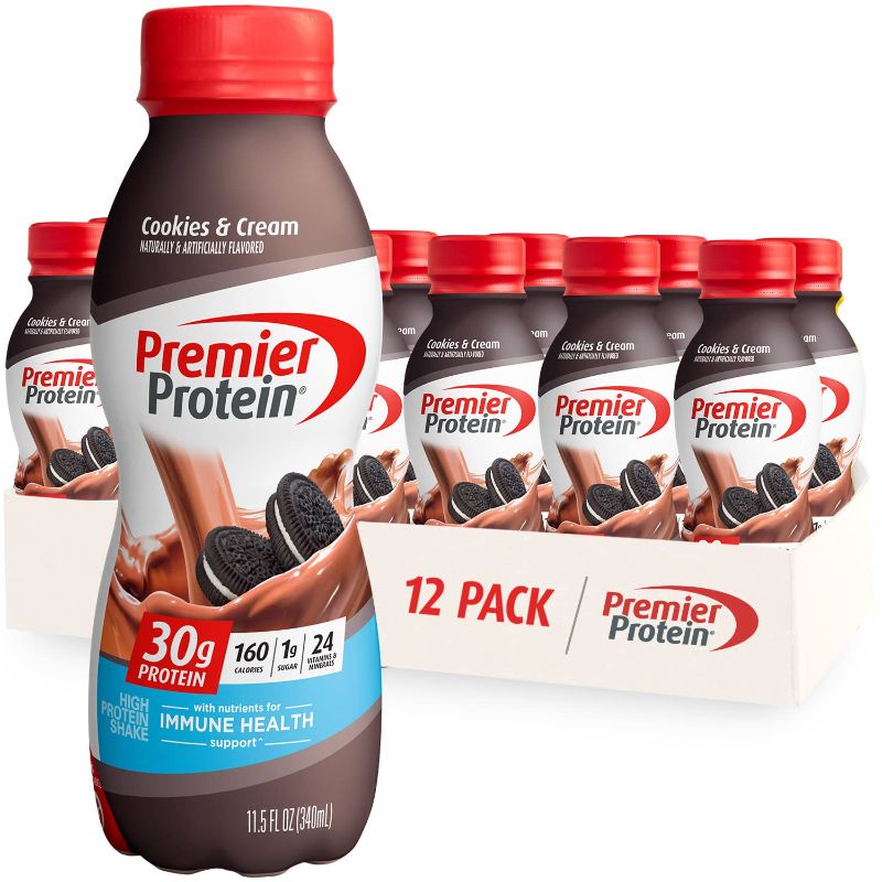 Photo 1 of ** Best By : AUG 5 2024 ** Premier Protein Shake, Cookies & Cream, 30g Protein, 1g Sugar, 24 Vitamins & Minerals, Nutrients to Support Immune Health 11.5 fl oz (12 Pack)
