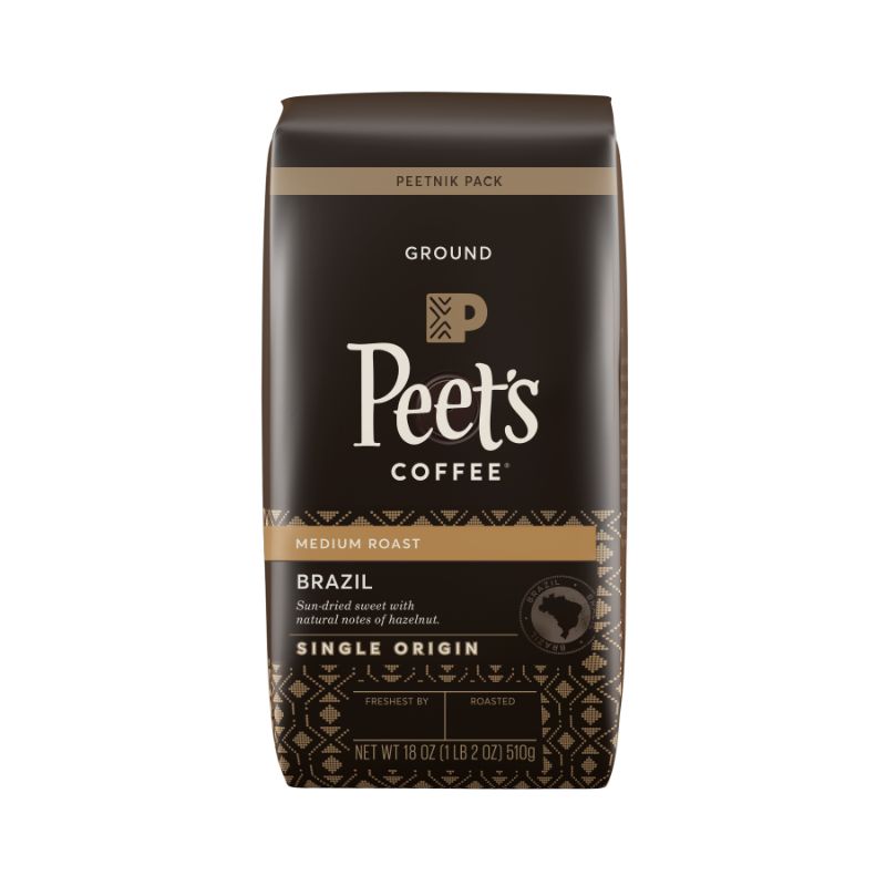 Photo 1 of ** Best By : 6-20-2024 ** Peets Brazil Single Origin Medium Roast Ground Coffee - 18oz
