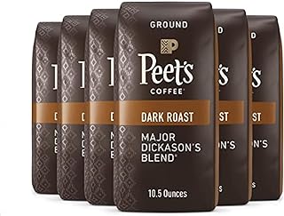 Photo 1 of ** Freshest By : 06/08/2024 ** Peet's Coffee, Dark Roast Ground Coffee - Major Dickason's Blend 63 Ounces 10.5 Ounce (Pack of 6)
