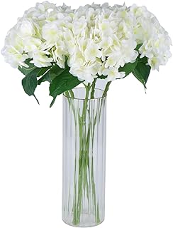 Photo 1 of 3PCS White Hydrangea Artificial Flowers 21inchs Real Touch Faux Hydrangea Flowers for Wedding Tables Centerpieces Fake Flowers for Party Home Kitchen Decor