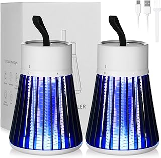 Photo 1 of 2 Pcs Electric Bug Zapper Bulk Rechargeable Mosquito Killer Fly Zapper Mosquito Trap Outdoor Portable Mosquito Lamp with USB and Hanging Loop for Home Camp Insect, Up to 6 Hours of Battery