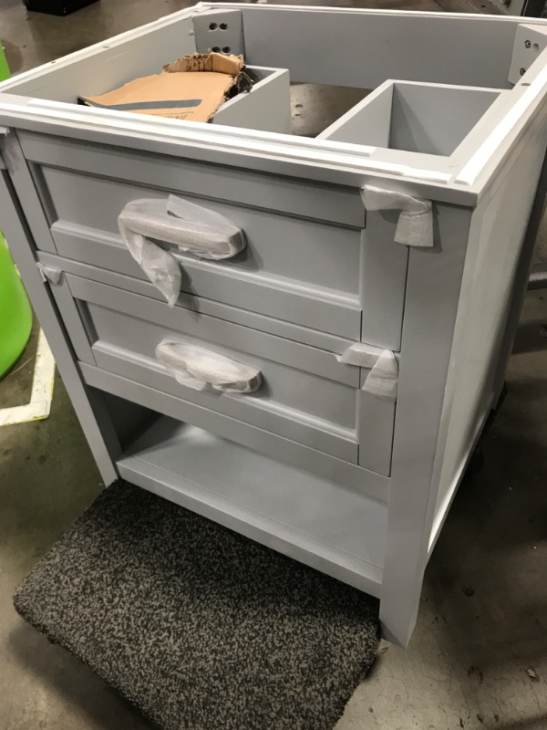 Photo 2 of *MISSING PARTS DAMAGE* Style Selections Cromlee 24-in Light Gray Single Sink Bathroom Vanity with White Engineered Stone Top
