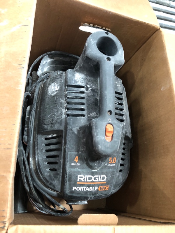 Photo 2 of ***HEAVILY USED - DOESN'T POWER ON - SEE COMMENTS***
4 Gallon 5.0 Peak HP Portable Shop Vac Wet Dry Vacuum with Fine Dust Filter, Locking Hose and Accessories