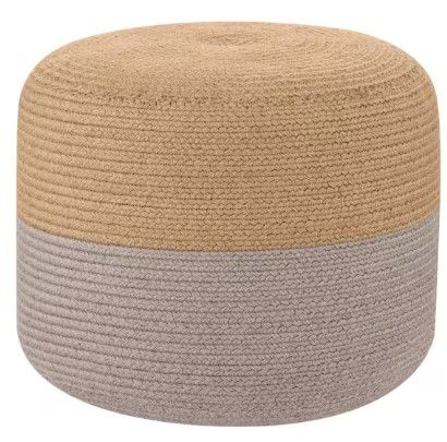 Photo 1 of 20 in. x 16 in. Gray Spiral Cylinder Pouf
